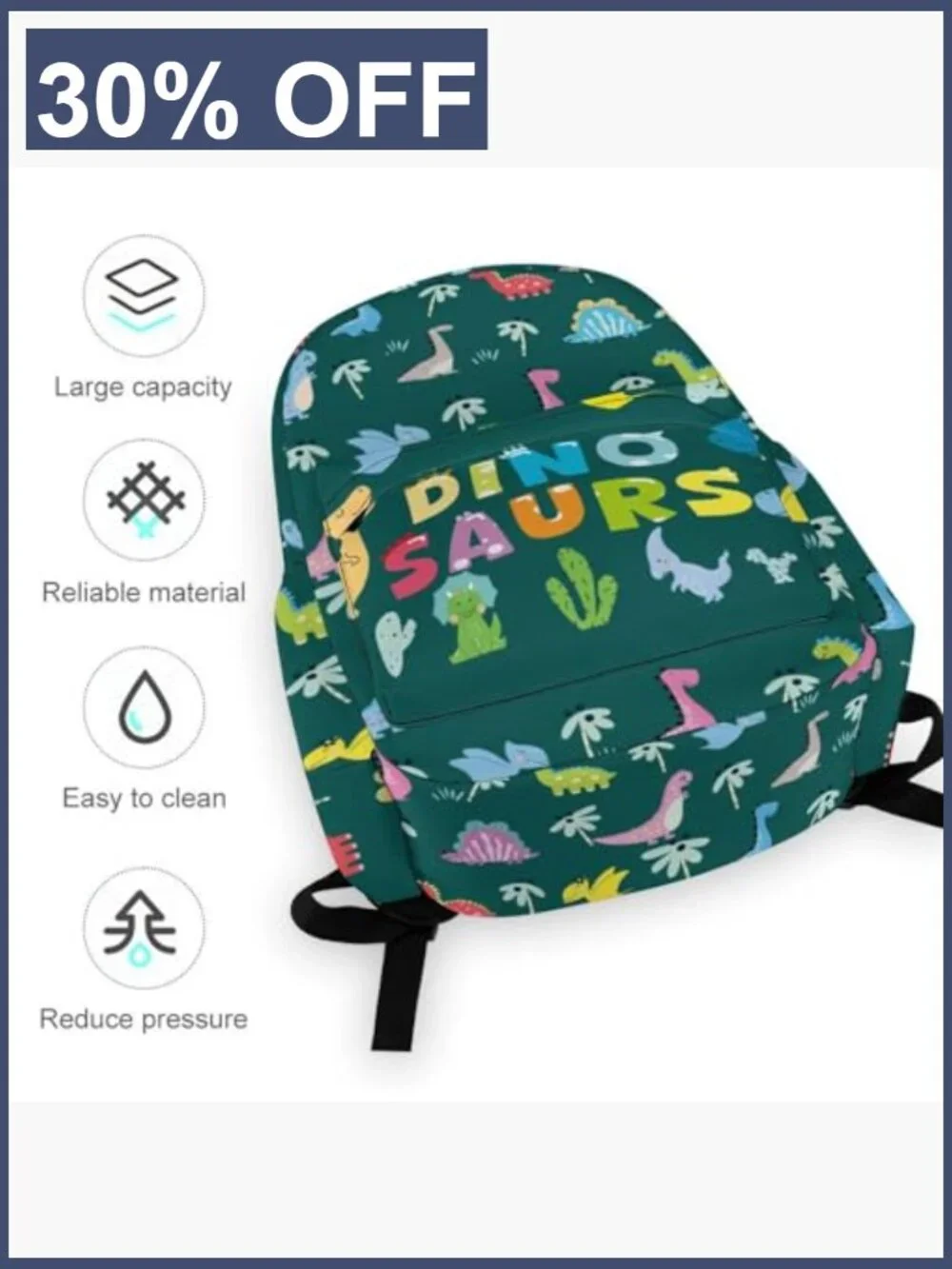16.5in Dinosaur Backpack for Kids, Toddler Boys School Bag Oxford Cloth